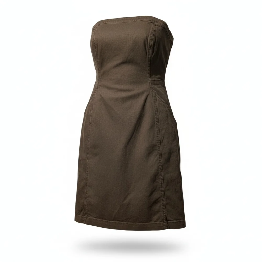 Joe's Jeans army green strapless canvas utility midi dress size L